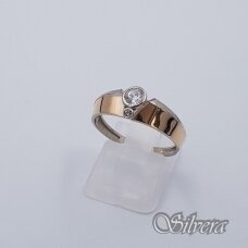 Sidabrinis žiedas su aukso detalėmis ir cirkoniais Z328; 18 mm
