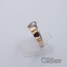 Sidabrinis žiedas su aukso detalėmis ir cirkoniais Z328; 18,5 mm