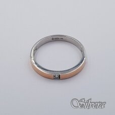 Sidabrinis žiedas su aukso detalėmis ir cirkoniu Z479; 16 mm