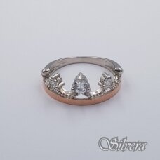 Sidabrinis žiedas su aukso detalėmis ir cirkoniais Z593; 18,5 mm