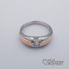 Sidabrinis žiedas su aukso detalėmis ir cirkoniu  Z0097; 19,5 mm