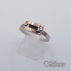 Sidabrinis žiedas su aukso detalėmis ir cirkoniu Z1996; 18 mm