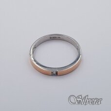 Sidabrinis žiedas su aukso detalėmis ir cirkoniu Z479; 16,5 mm
