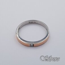 Sidabrinis žiedas su aukso detalėmis ir cirkoniu Z479; 17,5 mm
