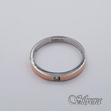 Sidabrinis žiedas su aukso detalėmis ir cirkoniu Z479; 18 mm