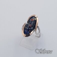 Sidabrinis žiedas su aukso detalėmis ir opalu Z1631; 18,5 mm