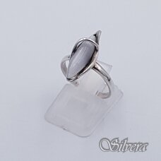 Sidabrinis žiedas su katės akies akmeniu Z1251; 17 mm