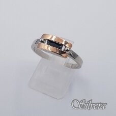 Sidadbrinis žiedas su aukso detalėmis ir cirkoniu Z1996; 18,5 mm