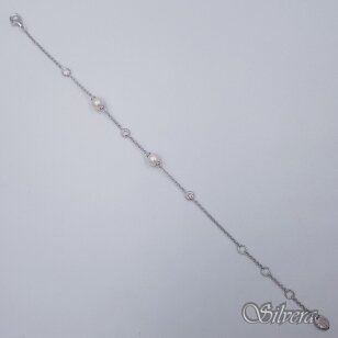 Sidabrinė apyrankė su kultivuotais perlais ir cirkoniais AK155; 16-20 cm