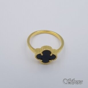 Sudraba zeltīti gredzens ar oniksu Z582; 17,5 mm