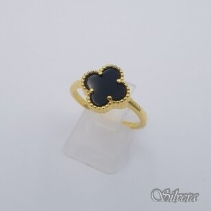 Sudraba zeltīti gredzens ar oniksu Z582; 18 mm