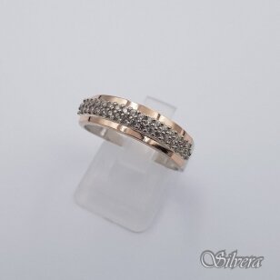 Sidabrinis žiedas su aukso ddetalėmis ir cirkoniais Z0004; 19 mm