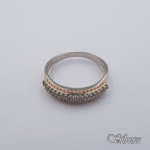 Sidabrinis žiedas su aukso detalėmis ir cirkoniais Z0004; 17,5 mm