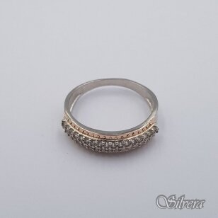 Sidabrinis žiedas su aukso detalėmis ir cirkoniais Z0004; 18 mm