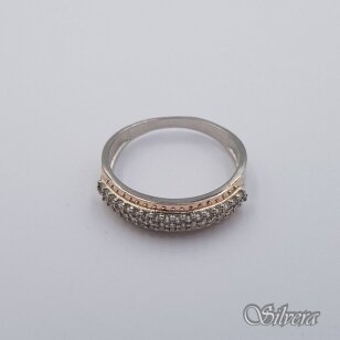 Sidabrinis žiedas su aukso detalėmis ir cirkoniais Z0004; 18,5 mm