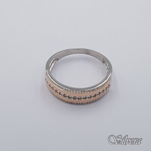 Sidabrinis žiedas su aukso detalėmis ir cirkoniais Z0005; 17 mm