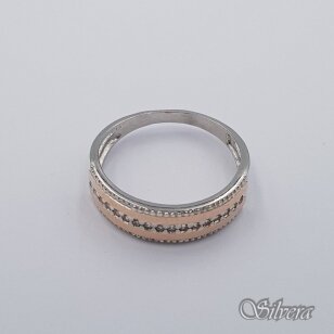 Sidabrinis žiedas su aukso detalėmis ir cirkoniais Z0005; 18 mm