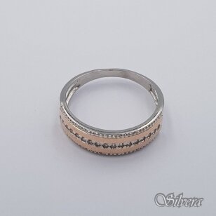 Sidabrinis žiedas su aukso detalėmis ir cirkoniais Z0005; 18,5 mm