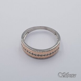 Sidabrinis žiedas su aukso detalėmis ir cirkoniais Z0005; 19 mm