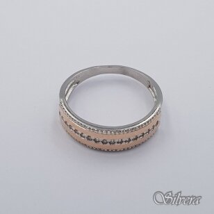 Sidabrinis žiedas su aukso detalėmis ir cirkoniais Z0005; 19,5 mm