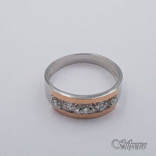 Sidabrinis žiedas su aukso detalėmis ir cirkoniais Z0011; 19 mm