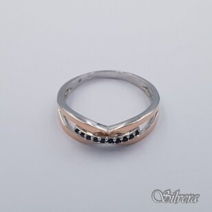 Sidabrinis žiedas su aukso detalėmis ir cirkoniais Z0096; 18,5 mm