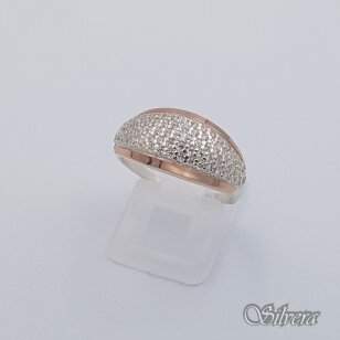 Sidabrinis žiedas su aukso detalėmis ir cirkoniais Z1471; 17,5 mm