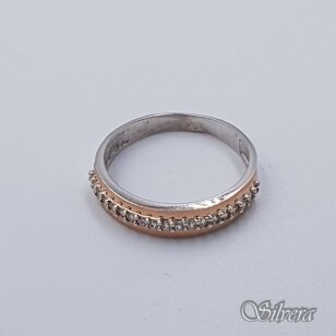 Sidabrinis žiedas su aukso detalėmis ir cirkoniais Z1516; 17 mm