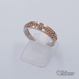 Sidabrinis žiedas su aukso detalėmis ir cirkoniais Z1516; 19 mm