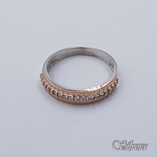 Sidabrinis žiedas su aukso detalėmis ir cirkoniais Z1516; 19 mm