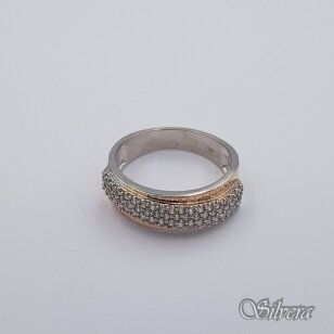 Sidabrinis žiedas su aukso detalėmis ir cirkoniais Z1939; 18 mm