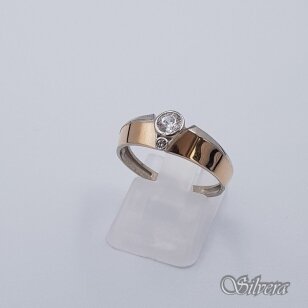 Sidabrinis žiedas su aukso detalėmis ir cirkoniais Z328; 18,5 mm