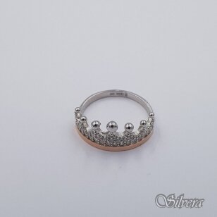Sidabrinis žiedas su aukso detalėmis ir cirkoniais Z423; 20 mm