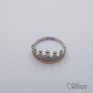Sidabrinis žiedas su aukso detalėmis ir cirkoniais Z423; 18 mm