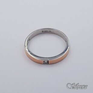 Sidabrinis žiedas su aukso detalėmis ir cirkoniu Z479; 16 mm