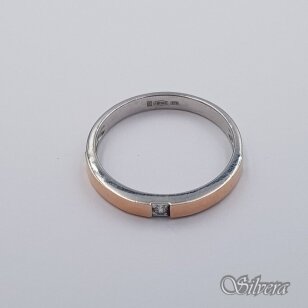 Sidabrinis žiedas su aukso detalėmis ir cirkoniu Z479; 18,5 mm