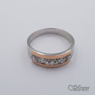 Sidabrinis žiedas su aukso detalėmis ir cirkoniu Z0011; 20,5 mm