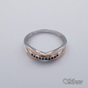Sidabrinis žiedas su aukso detalėmis ir cirkoniais Z0096; 19 mm