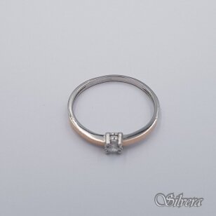 Sidabrinis žiedas su aukso detalėmis ir cirkoniu Z1998; 17 mm