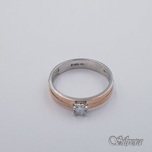 Sidabrinis žiedas su aukso detalėmis ir cirkoniu Z478; 18,5 mm