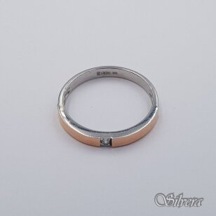 Sidabrinis žiedas su aukso detalėmis ir cirkoniu Z479; 16,5 mm