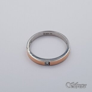 Sidabrinis žiedas su aukso detalėmis ir cirkoniu Z479; 17 mm