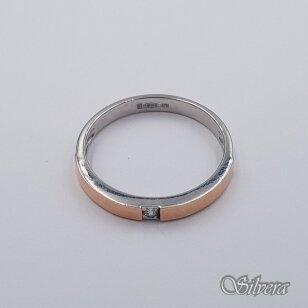 Sidabrinis žiedas su aukso detalėmis ir cirkoniu Z479; 17,5 mm