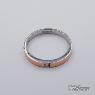 Sidabrinis žiedas su aukso detalėmis ir cirkoniu Z479; 19 mm