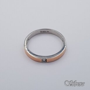 Sidabrinis žiedas su aukso detalėmis ir cirkoniu Z479; 19,5 mm