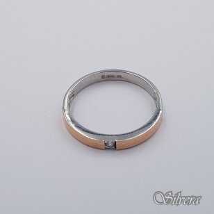 Sidabrinis žiedas su aukso detalėmis ir cirkoniu Z479; 20 mm