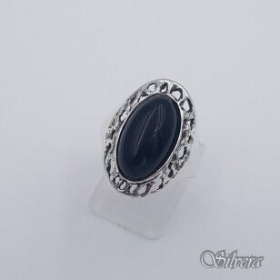 Sidabrinis žiedas su oniksu Z611; 18 mm