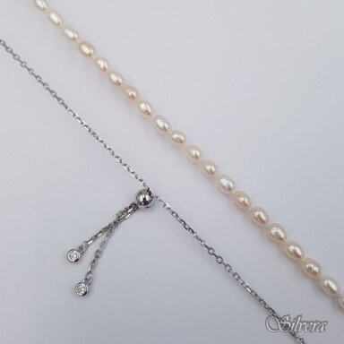 Sudraba ķēdīte ar kultivētu pērli 232-50; 45-60 cm Sudraba ķēdīte ar kultivētu pērli 232-50; 45-60 cm