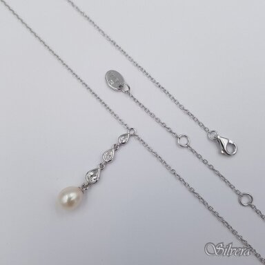 Sudraba ķēdīte ar kultivētu pērli un cirkoniju F231; 40-48 cm Sudraba ķēdīte ar kultivētu pērli un cirkoniju F231; 40-48 cm