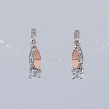 Sidabriniai auskarai su aukso detalėmis ir cirkoniais Au0002 Sidabriniai auskarai su aukso detalėmis ir cirkoniais Au0002